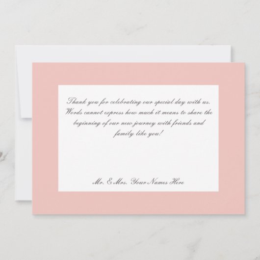 Single roze rozenknopje bloem bruiloft bedankkaart (Achterkant)