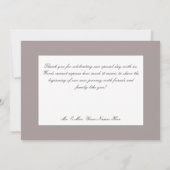 Single roze rozenknopje bloem bruiloft bedankkaart (Achterkant)