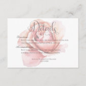 Single roze rozenknopje bloem details bruiloft informatiekaartje (Voorkant)