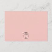 Single roze rozenknopje bloem details bruiloft informatiekaartje (Achterkant)