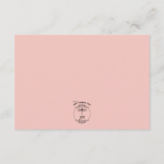 Single roze rozenknopje bloem details bruiloft informatiekaartje (Achterkant)