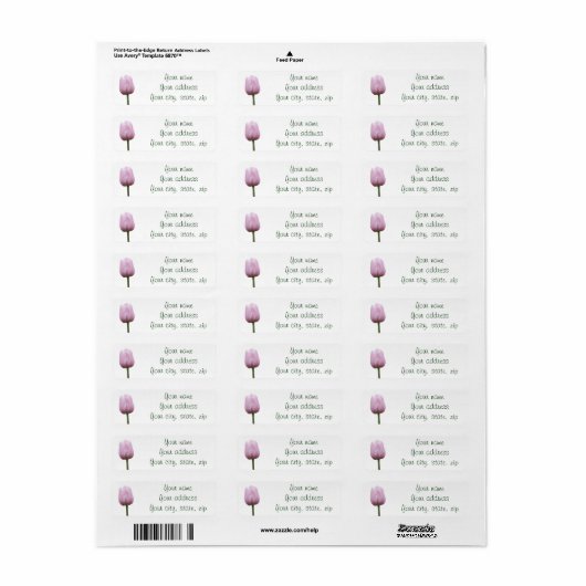Single Roze Tulp Bud Etiket (Full Sheet)