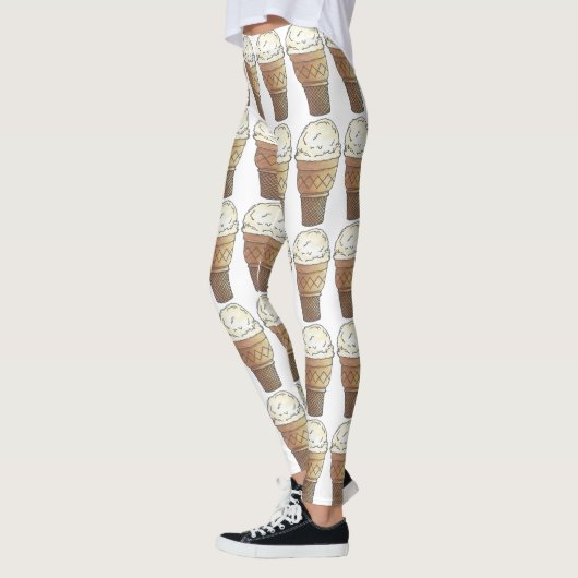 Single Scoop Vanilla Ice Cone Cones Foodie Leggings (Links)
