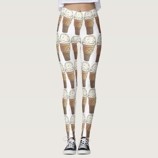 Single Scoop Vanilla Ice Cone Cones Foodie Leggings (Voorkant)