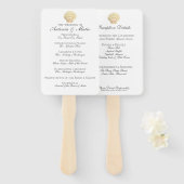  Single Seashell bruiloft programma Menu Combo Handwaaier (Voorkant en achterkant)