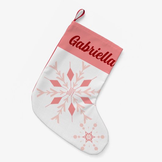 Single Sided Joy Pink Snowflake Kleine Kerstsok (Voorkant (Hangend))