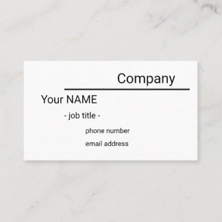 single sided simple white business card visitekaartje