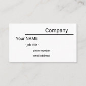 single sided simple white business card visitekaartje (Voorkant)
