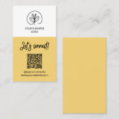 Single Sided Soft Yellow Let's Connect QR Code Visitekaartje (Voorkant / Achterkant)