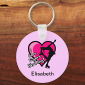 Single Skater, Hot Pink - Jouw naam Sleutelhanger (Voorkant)