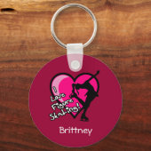 Single Skater, roze - Jouw naam Sleutelhanger toev (Voorkant)
