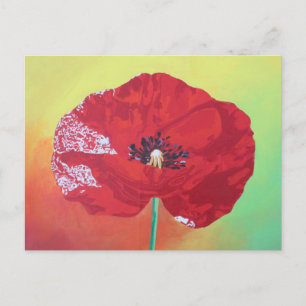 Single Stem Poppy on Red Green and Oranje Backgrou Briefkaart