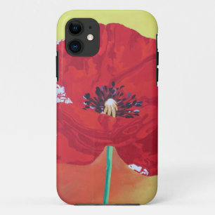 Single Stem Poppy on Red Green and Oranje Backgrou Case-Mate iPhone Case