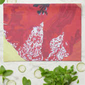 Single Stem Poppy on Red Green and Oranje Backgrou Theedoek (Gevouwen)