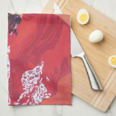 Single Stem Poppy on Red Green and Oranje Backgrou Theedoek (Quarter Fold)