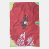 Single Stem Poppy on Red Green and Oranje Backgrou Theedoek (Verticaal)