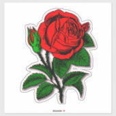 Single Stem  Red Rose Flower Sticker (Vel)