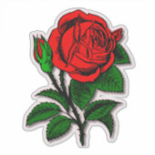 Single Stem  Red Rose Flower Sticker (Voorkant)