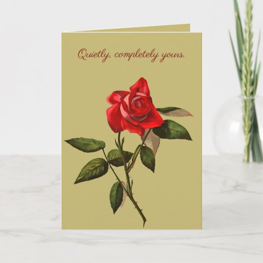 Single Stem Red Rose Isolated Vector Art Kaart (Voorkant)