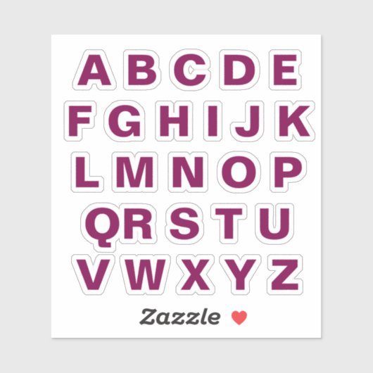 Single Stick Wine Alphabet Stickers (Vel)