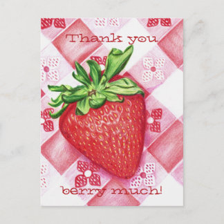 Single Strawberry Art Postcard Briefkaart