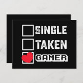Single Taken Gamer Games Valentijnsdag Briefkaart (Voorkant / Achterkant)