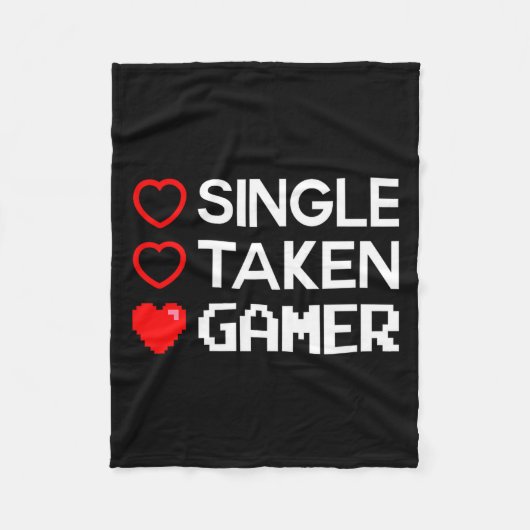 Single Taken Gamer Valentines Day Gaming Heart Fun Fleece Deken (Voorkant)