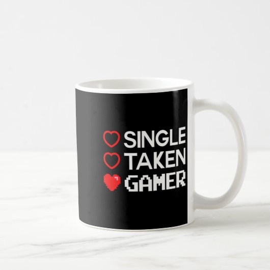 Single Taken Gamer Valentines Day Gaming Heart Fun Koffiemok (Rechts)