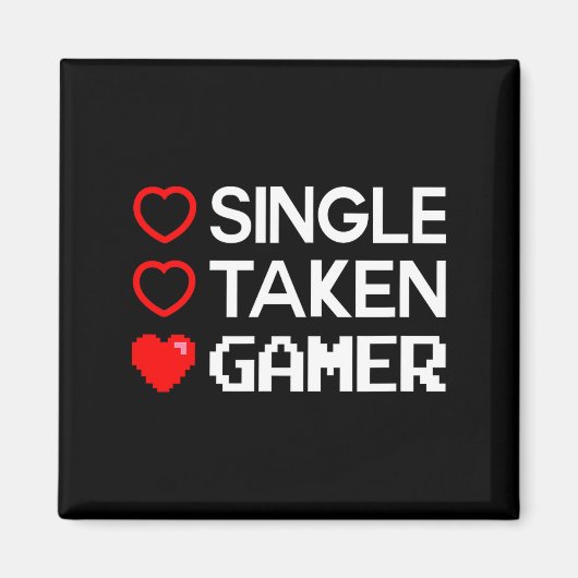 Single Taken Gamer Valentines Day Gaming Heart Fun Magneet (Voorkant)