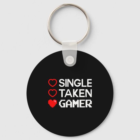 Single Taken Gamer Valentines Day Gaming Heart Fun Sleutelhanger (Voorkant)