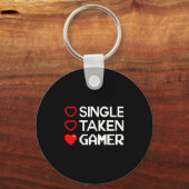 Single Taken Gamer Valentines Day Gaming Heart Fun Sleutelhanger (Voorkant)