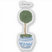 Single Topiary Tree Chinoiserie Vinyl Sticker (Voorkant)