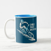 Single Track Whisperer Mountainbiken Tweekleurige Koffiemok (Links)