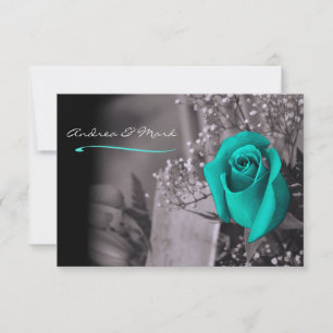 Single Turquoise Roos Vervagen naar Black Wedding Kaart