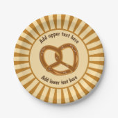 Single Twisted Pretzel op Sunburst - gebogen tekst Papieren Bordje (Voorkant)