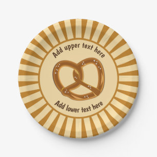 Single Twisted Pretzel op Sunburst - gebogen tekst Papieren Bordje