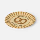 Single Twisted Pretzel op Sunburst - gebogen tekst Papieren Bordje (Gekanteld)