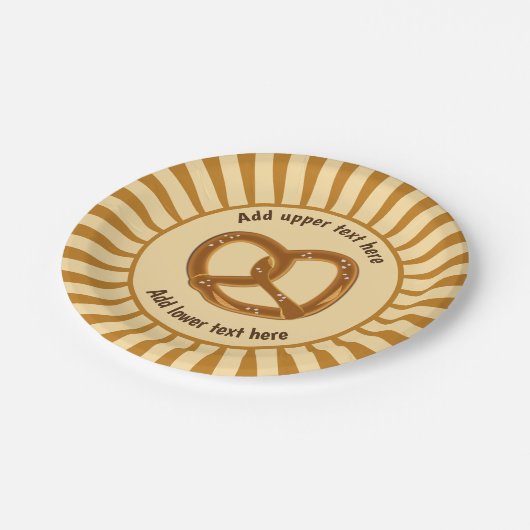 Single Twisted Pretzel op Sunburst - gebogen tekst Papieren Bordje (Gekanteld)