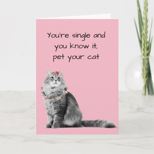 Single Valentijnsdag Cat Lover Funny Kaart (Voorkant)