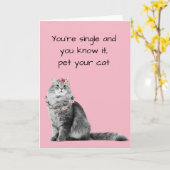 Single Valentijnsdag Cat Lover Funny Kaart (Gele Bloem)