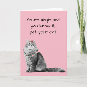 Single Valentijnsdag Cat Lover Funny Kaart