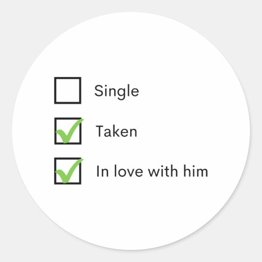 Single verliefd op hem ronde sticker (Voorkant)
