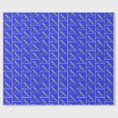 Single White Daisy Flower Foto op Blue Squares Cadeaupapier (Vlak)