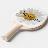 Single White Daisy Flower met aangepaste naam Tafeltennisbatje (Voorkant Gekanteld)