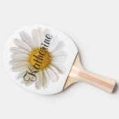 Single White Daisy Flower met aangepaste naam Tafeltennisbatje (Zijkant)