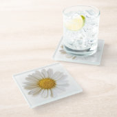 Single White Daisy Glass Onderzetter Glazen Onderzetter (Schuin)