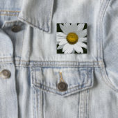 Single White Daisy Vierkante Button 5,1 Cm (In situ)