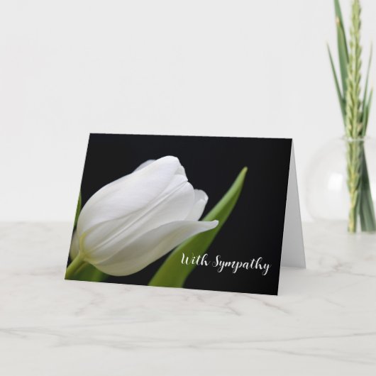 SINGLE WHITE ROSE SYMPATHY CARD BEDANKKAART (Voorkant)