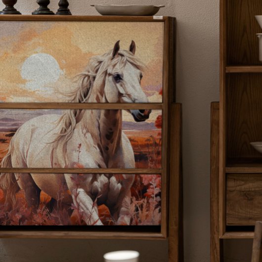 Single White Wild Paard Decoupage Tissuepapier