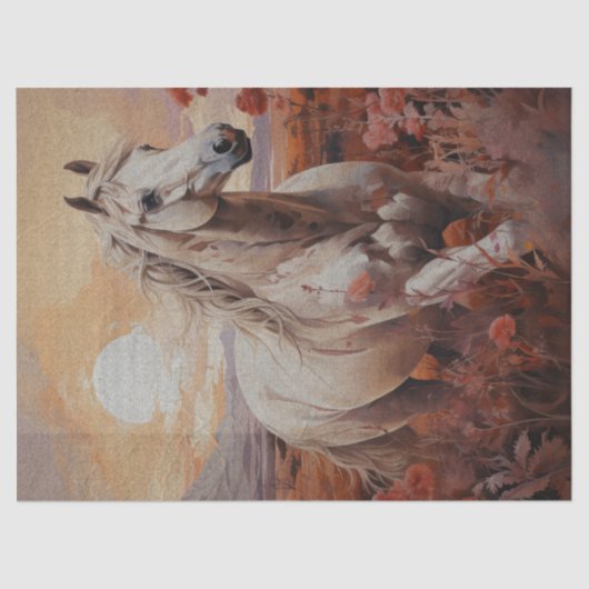 Single White Wild Paard Decoupage Tissuepapier (Voorkant)